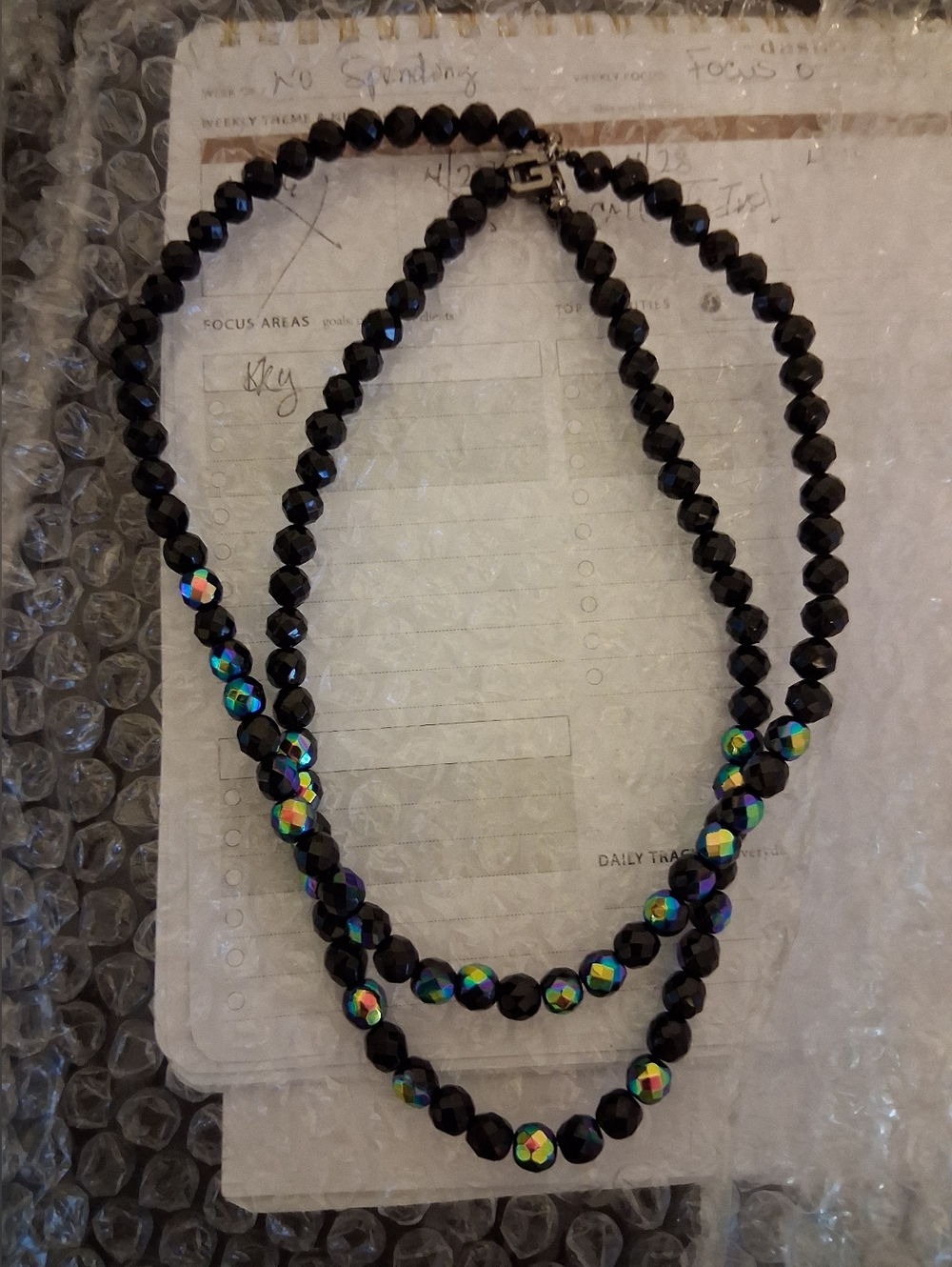 Givenchy Classic Black Faceted Bead Necklace . - Picture 8 of 8